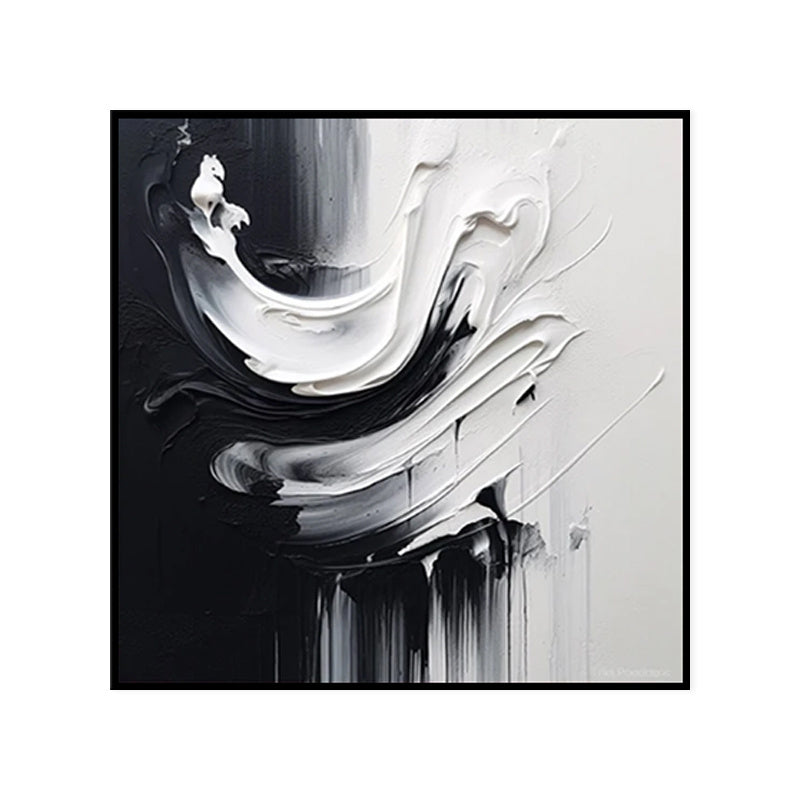 Handmade Oil Painting Canvas Wall Art Decoration ModernBlack And White Minimalist Abstract  For Home Decor Rolled Frameless Unstretched Painting